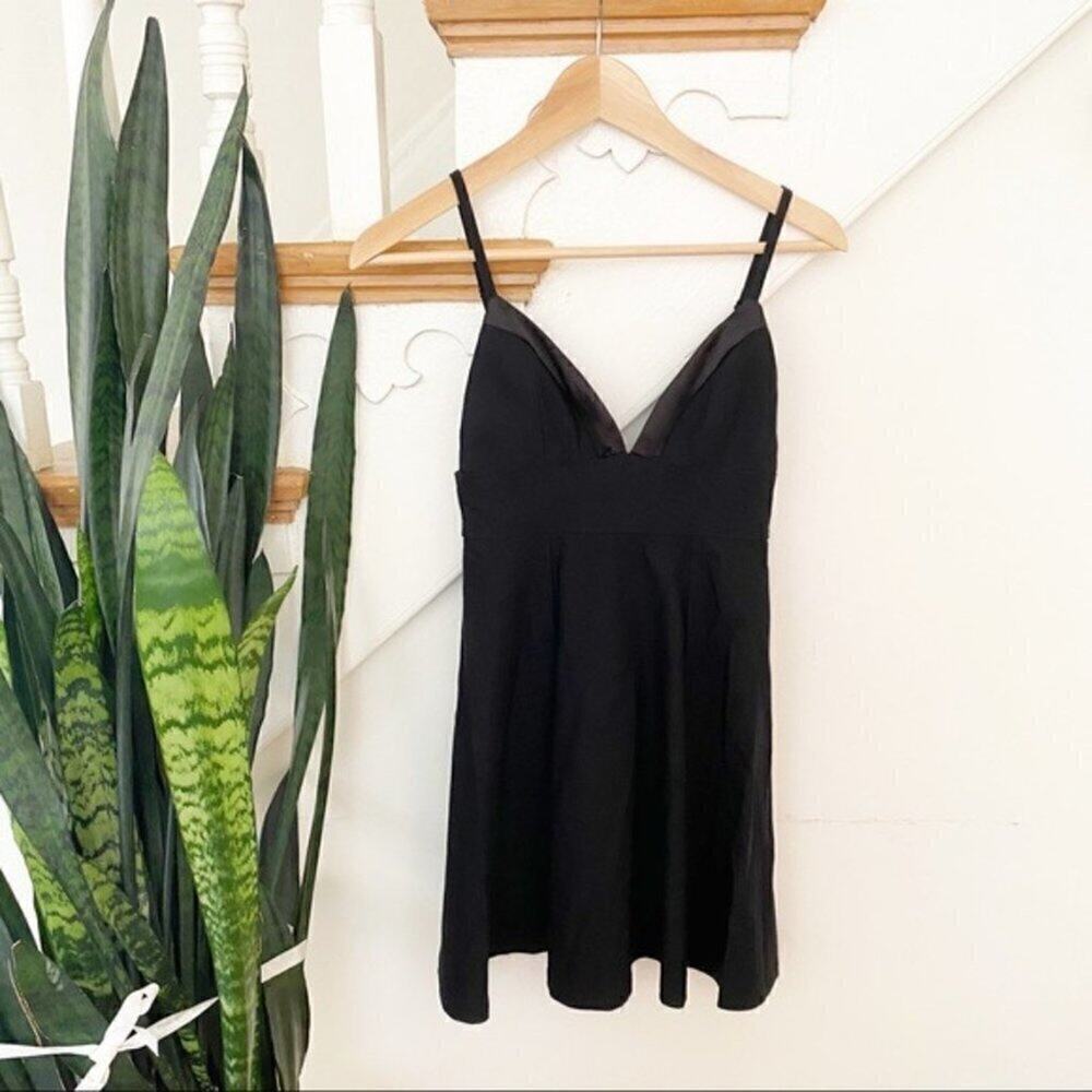 Tobi black faux leather detail mini dress sz S